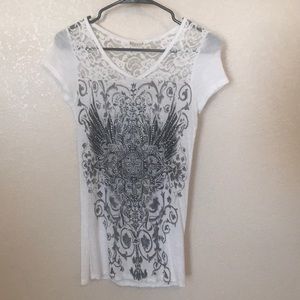 White shirt with lots of detail